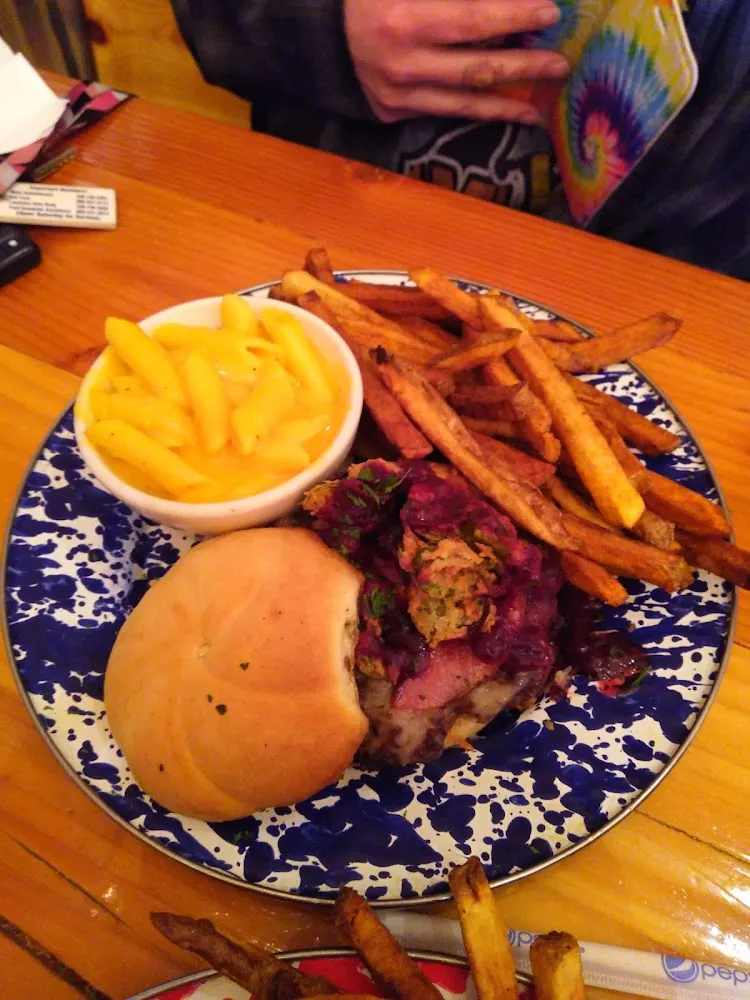 Huckleberry Jalapenos Cheese Burgers and Mac and Cheese